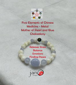 The Five Elements of Chinese Medicine - A Collection of Bracelets Representing Metal, Water, Wood, Fire, Earth