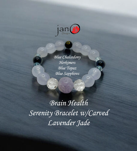 Brain Health:  The Serenity Bracelet w/Carved Lavender Jade - Healing Gemstones