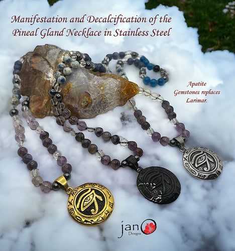 Manifestation and Decalcification of the Pineal Gland Necklace in Stainless Steel - Healing Gemstones