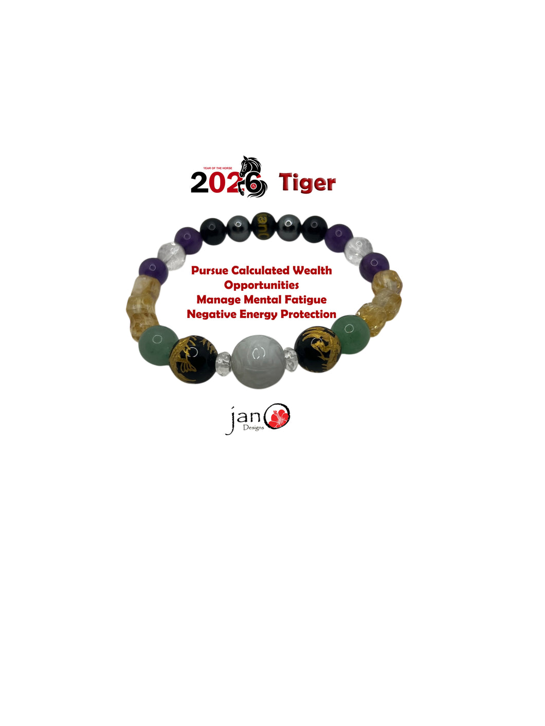 2026 Feng Shui DZI Bracelet - Year of the Tiger