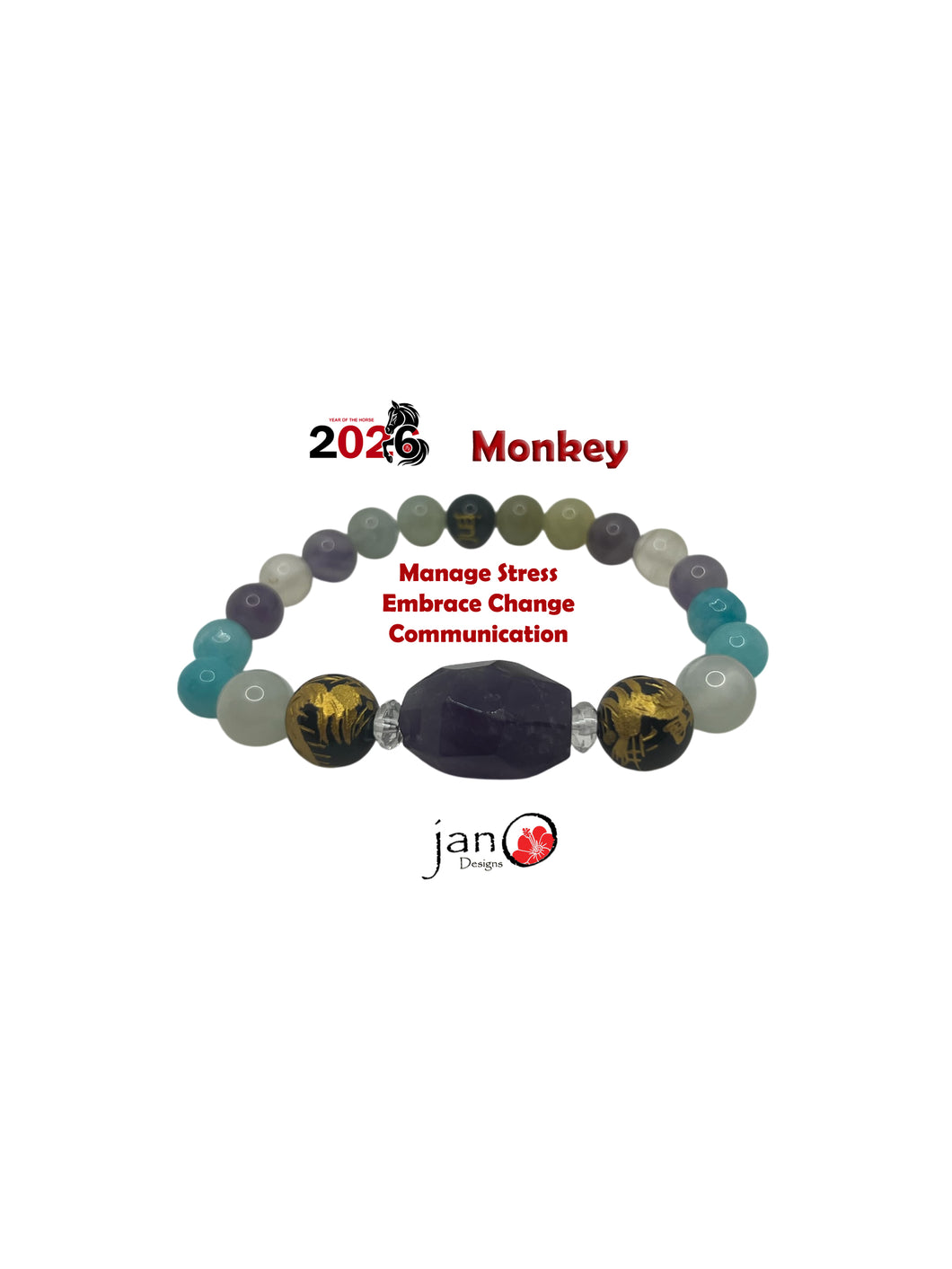 2026 Feng Shui DZI Bracelet - Year of the Monkey