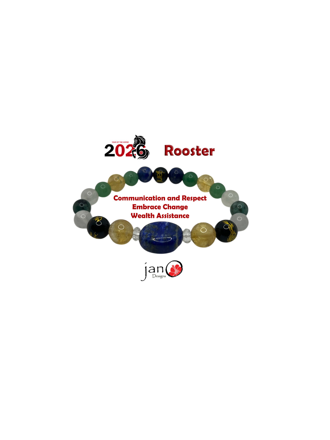 2026 Feng Shui DZI Bracelet - Year of the Rooster