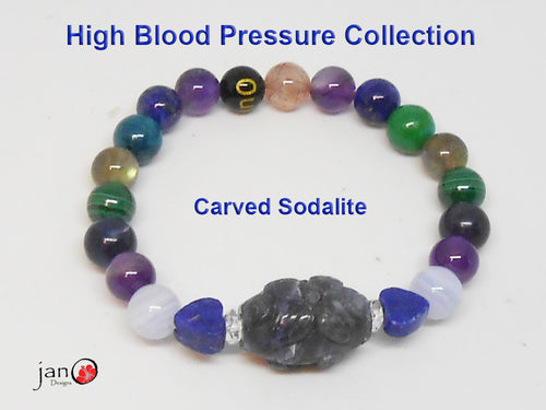 Natural Carved Small Sodalite High Blood Pressure Bracelet - Custom Made - Healing Gemstones