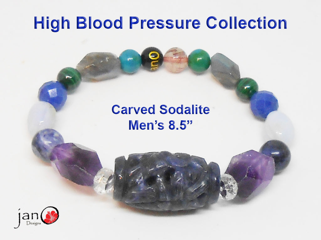 Natural Carved Sodalite High Blood Pressure Bracelet - Custom Made - Healing Gemstones