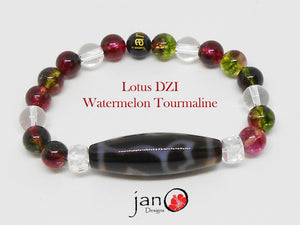 Watermelon Tourmaline with Specialty DZI Bracelet - Healing Gemstones