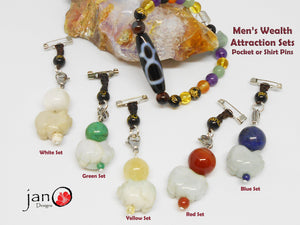 Men's Wealth Attraction Bracelet and Wealth Charm Set - Healing Gemstones