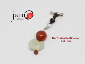 Men's Wealth Attraction Bracelet and Wealth Charm Set - Healing Gemstones