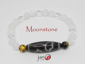 Moonstone with Specialty DZI Bracelet - Healing Gemstones