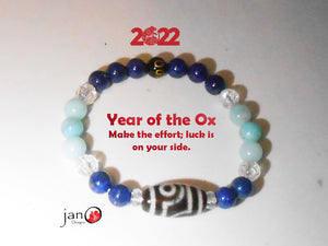 2022 Feng Shui DZI Bracelet - Year of the Ox - 2 Eyed DZI
