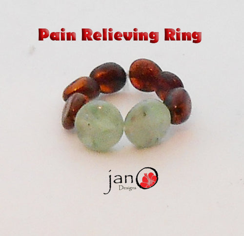 Amber and Kyanite Pain Ring - Healing Gemstones