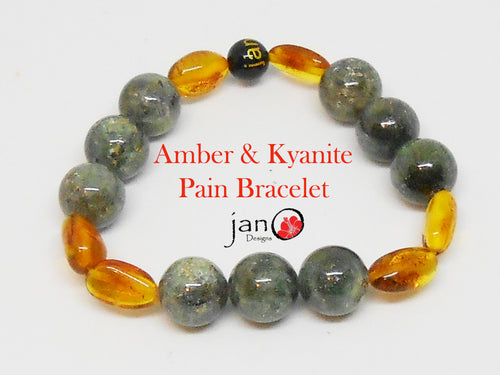Amber and Kyanite Pain Bracelet 02 - Healing Gemstones