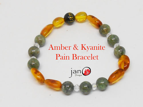 Amber and Kyanite Pain Bracelet - Healing Gemstones