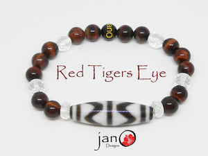 Red Tiger's Eye with DZI Bracelet - Healing Gemstones
