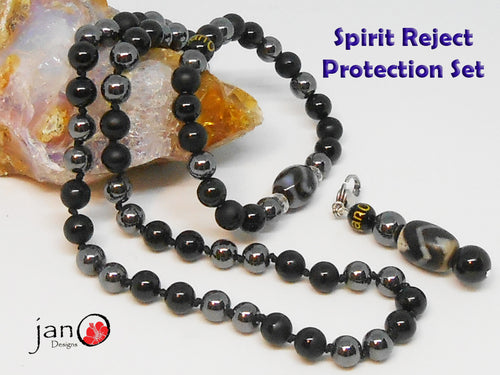 Spirit Reject Protection Set - Tigers Tooth DZI - Healing Gemstones