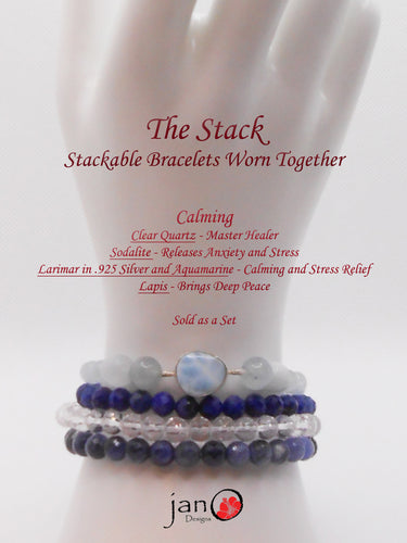 The Stack - 4 Bracelets - Calming, Stress Relief, Balance the Yin-Yang - Custom Made - Healing Gemstones