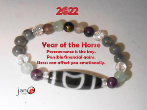 2022 Feng Shui DZI Bracelet - Year of the Horse - Sun and Moon DZI