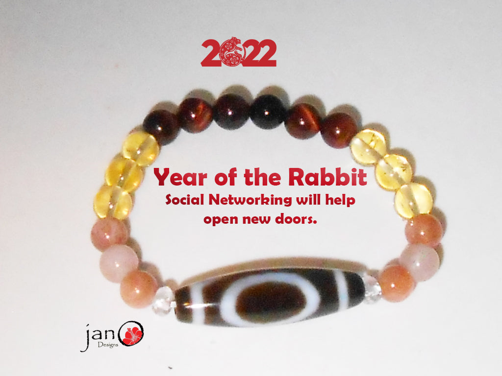 2022 Feng Shui DZI Bracelet - Year of the Rabbit - 1 Eyed DZI