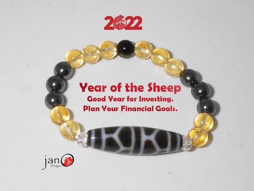 2022 Feng Shui DZI Bracelet - Year of the Sheep - Tortoise Back DZI