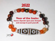 Load image into Gallery viewer, 2022 Feng Shui DZI Bracelet - Year of the Snake - 4 Eyed DZI
